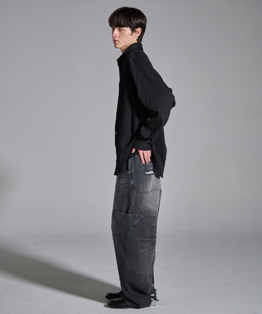 [23F/W] destroyed cargo denim pants (black), [noun](노운),[23F/W] destroyed cargo denim pants (black)